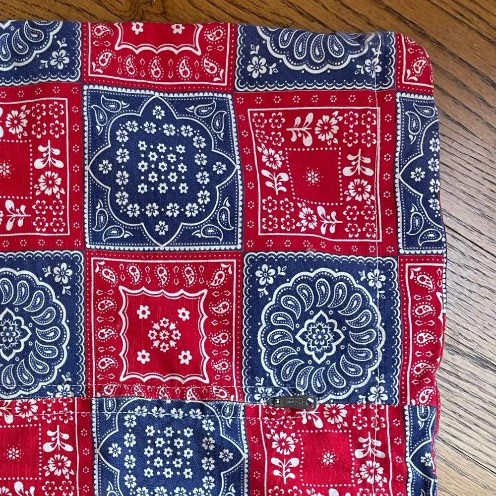Patchwork Bandana Pillow Cover by San Diego Now Designs in Red White Blue 70s